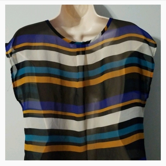 A'gaci women's large multi color shear blouse - Picture 6 of 8